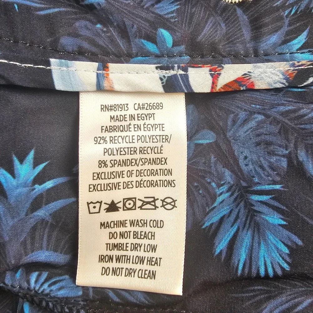 Robert Graham Mens Octopus Floral Print Swim Trunks 38 Blue Red Tropical